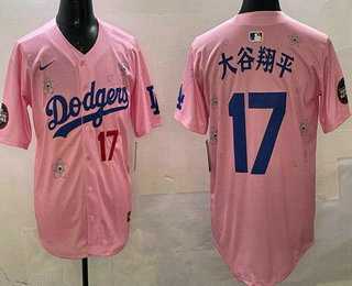 Men%27s Los Angeles Dodgers #17 Shohei Ohtani Pink Japanese 2025 Tokyo Series Limited Jersey